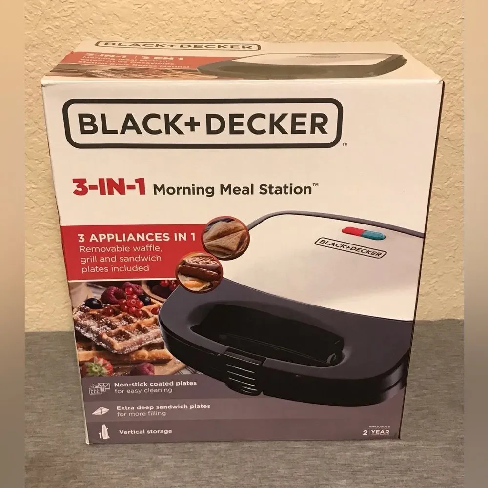 NEW - BLACK+DECKER 3-in-1 Morning Meal Station Waffle Maker and Grill